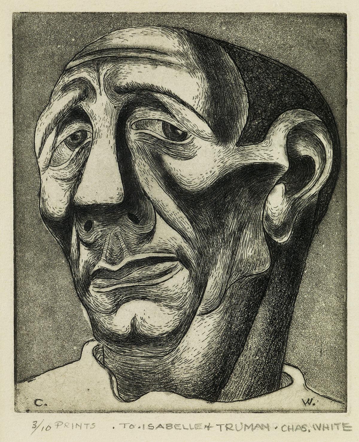 CHARLES WHITE (1918 - 1979) Untitled (Head of a Man).